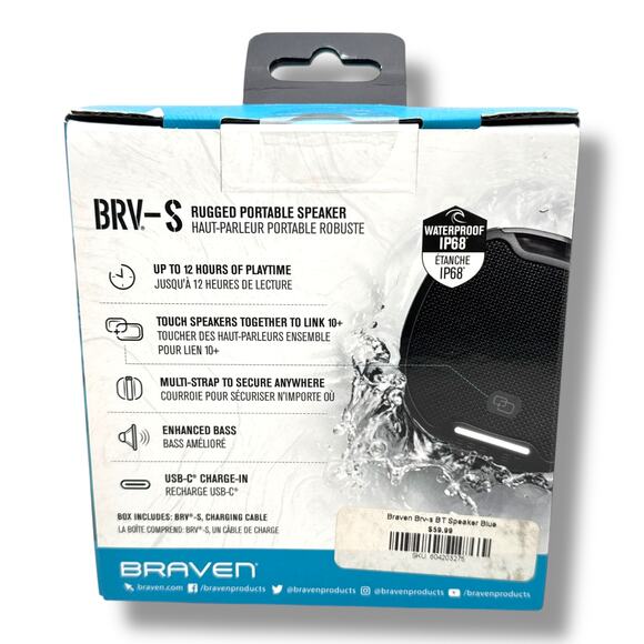 Braven BRV-S Rugged Portable Bluetooth Speaker - Blue - Picture 2 of 4